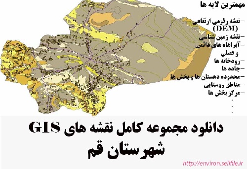 دانلود مجموعه نقشه های GIS شهرستان قم